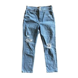 Madewell High Rise Straight Distressed Jeans Light Wash Denim Size 28 Inseam 27"